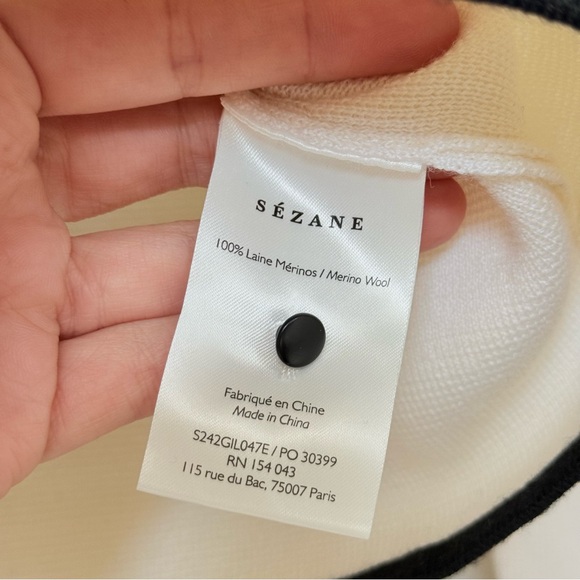 Sezane Brielle Cardigan Ecru Black Size XS - Picture 5 of 5